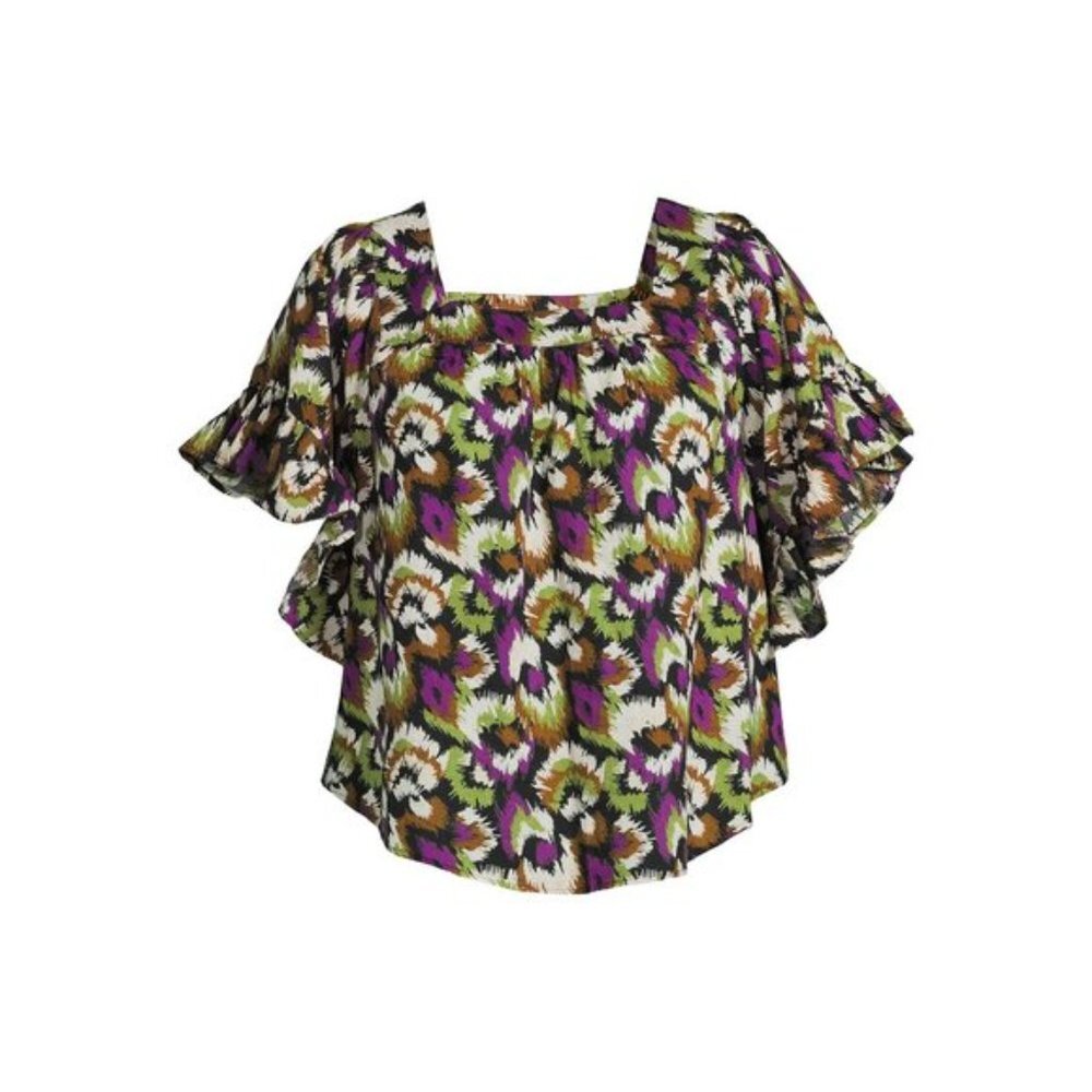 Terra & Sky Women's Plus Size Square Neck Peasant Top - Picture 5 of 7